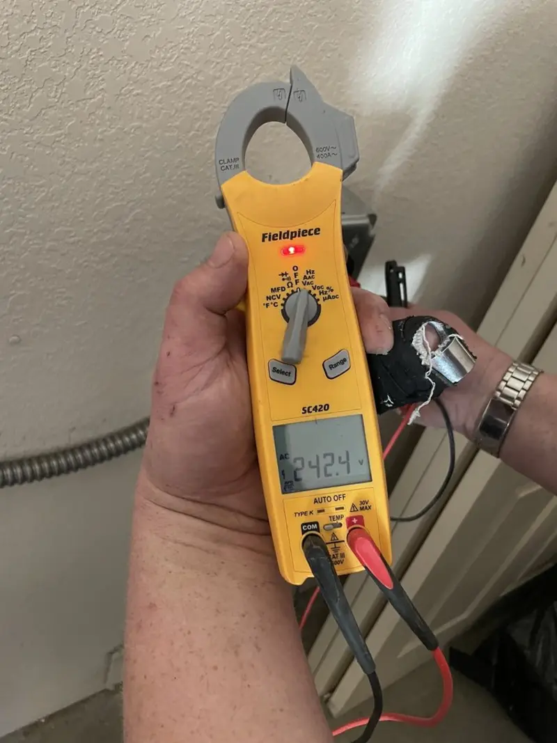 Voltage testing with clamp meter during Generator Installation in Oakhurst